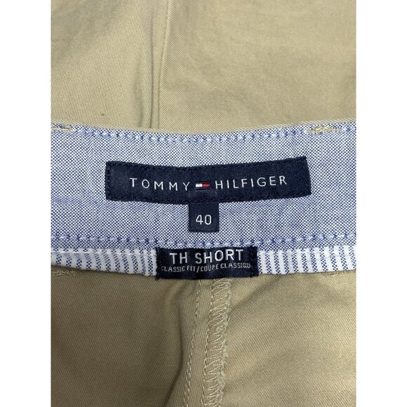 Set Of 3 Tommy Hilfiger Mens Size 40 Chino Shorts Blue Green Beige Flat Front - Picture 11 of 12